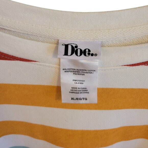 Doe Raw Edge Rainbow Heart Sweatshirt XL - Picture 4 of 7